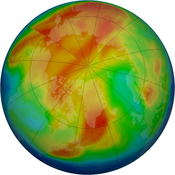 Arctic ozone map for 12 January 1985